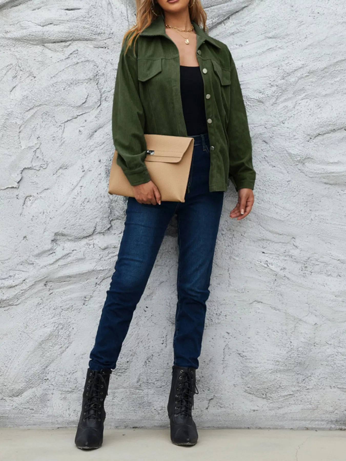 Corduroy Button-Down Shacket OutfitFlow