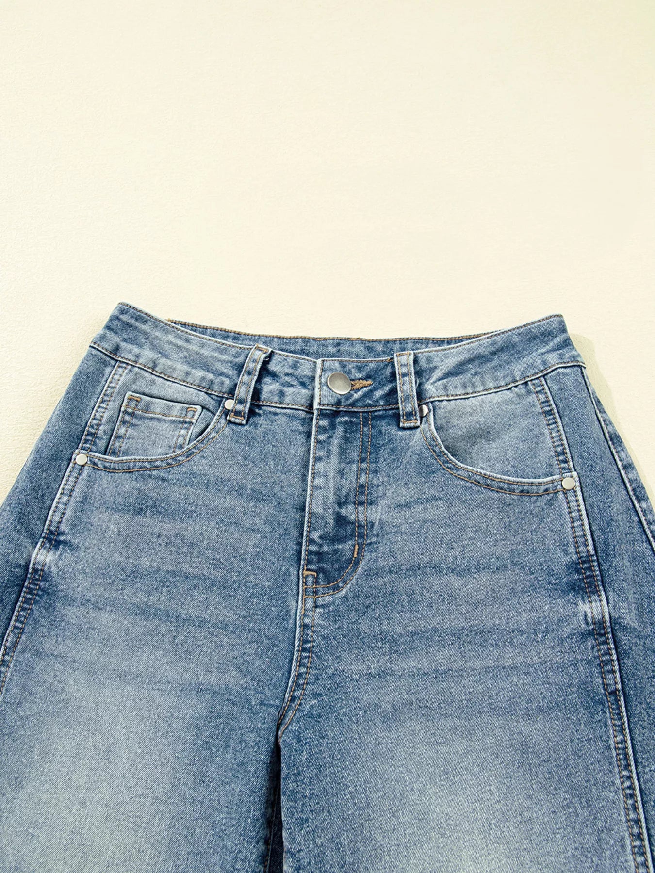 Vintage Washed Seam Detail Shift Jeans OutfitFlow