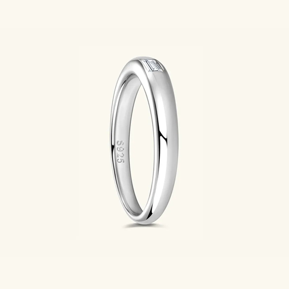 925 Sterling Silver Inlaid Moissanite Ring OutfitFlow