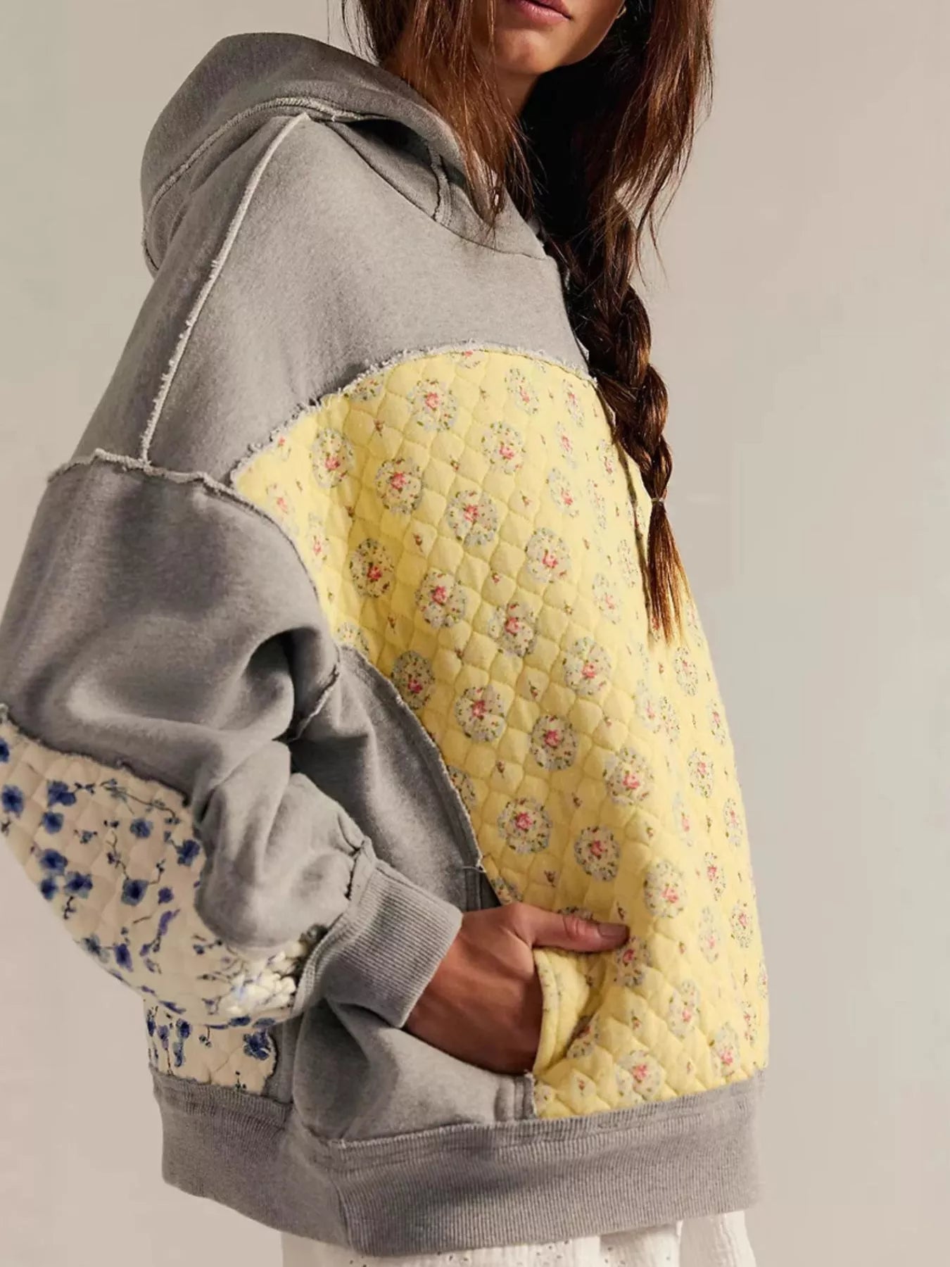 Exposed Seam Dropped Shoulder Hoodie OutfitFlow