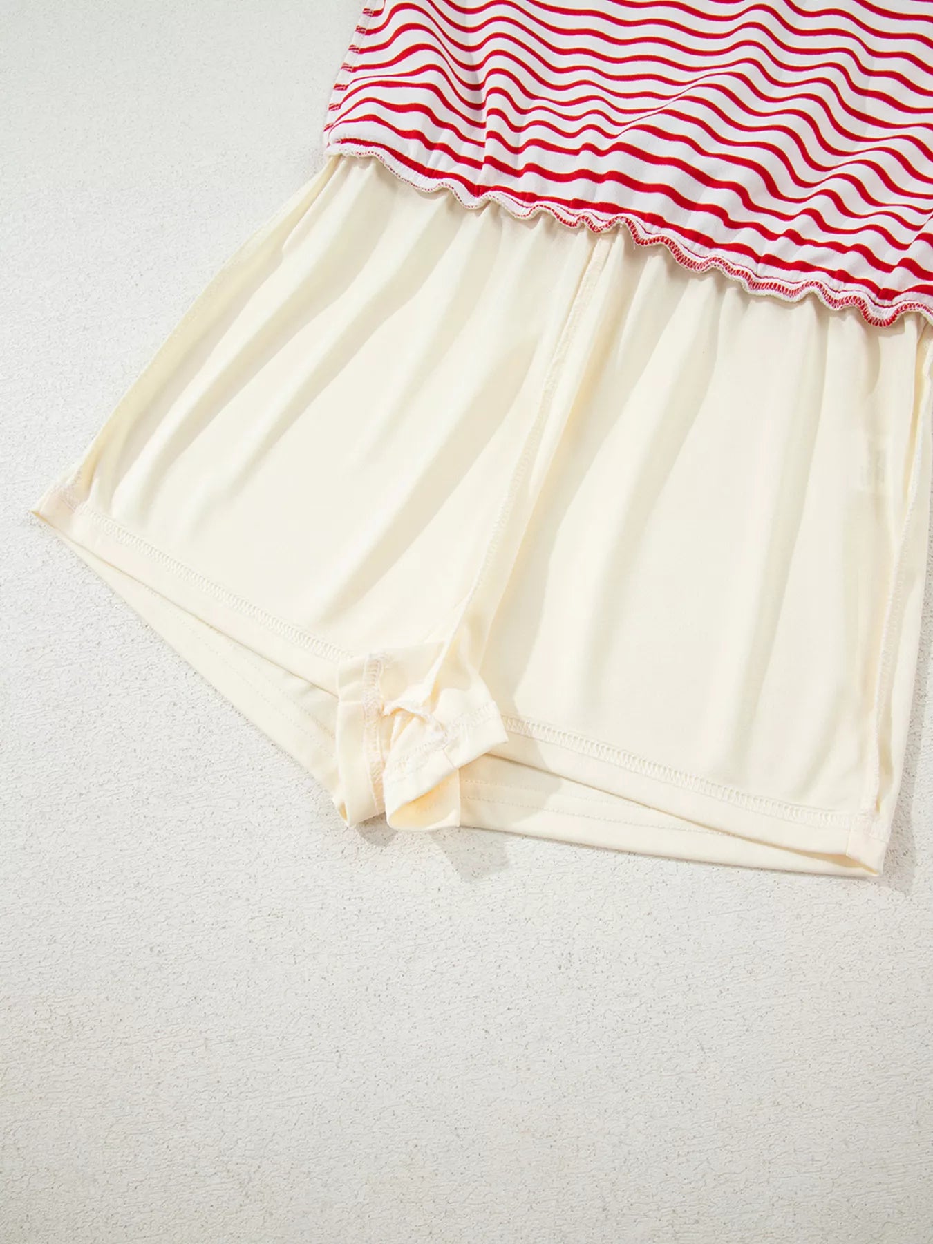 Stripe Collared V Neck Drop Shoulder Pullover and Skort 2pcs Outfit Trendsi