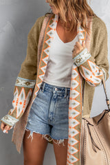 Outfit Flow - Geometric Open Front Long Sleeve Cardigan