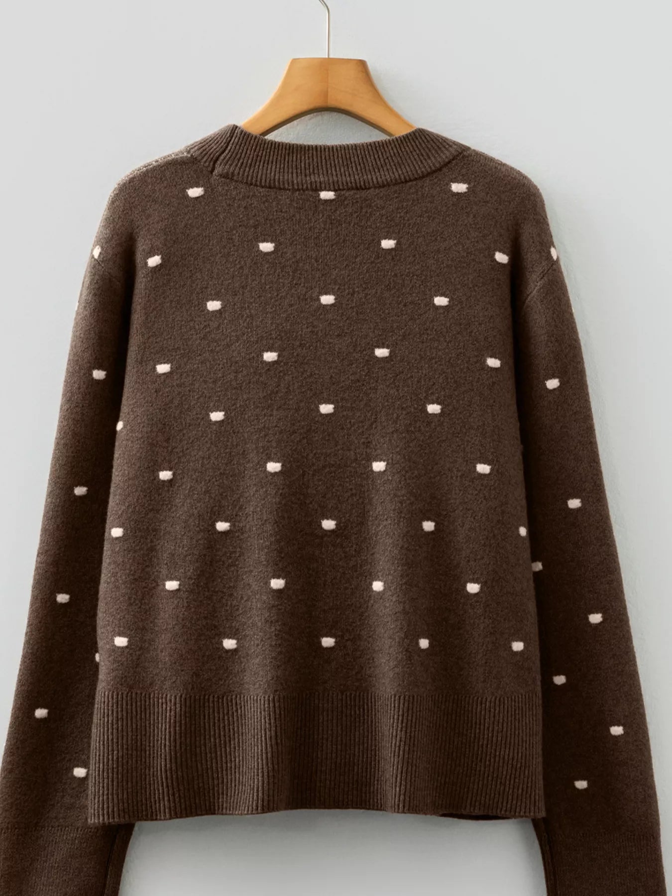 Dotted Print Ribbed Edge Knit Sweater OutfitFlow