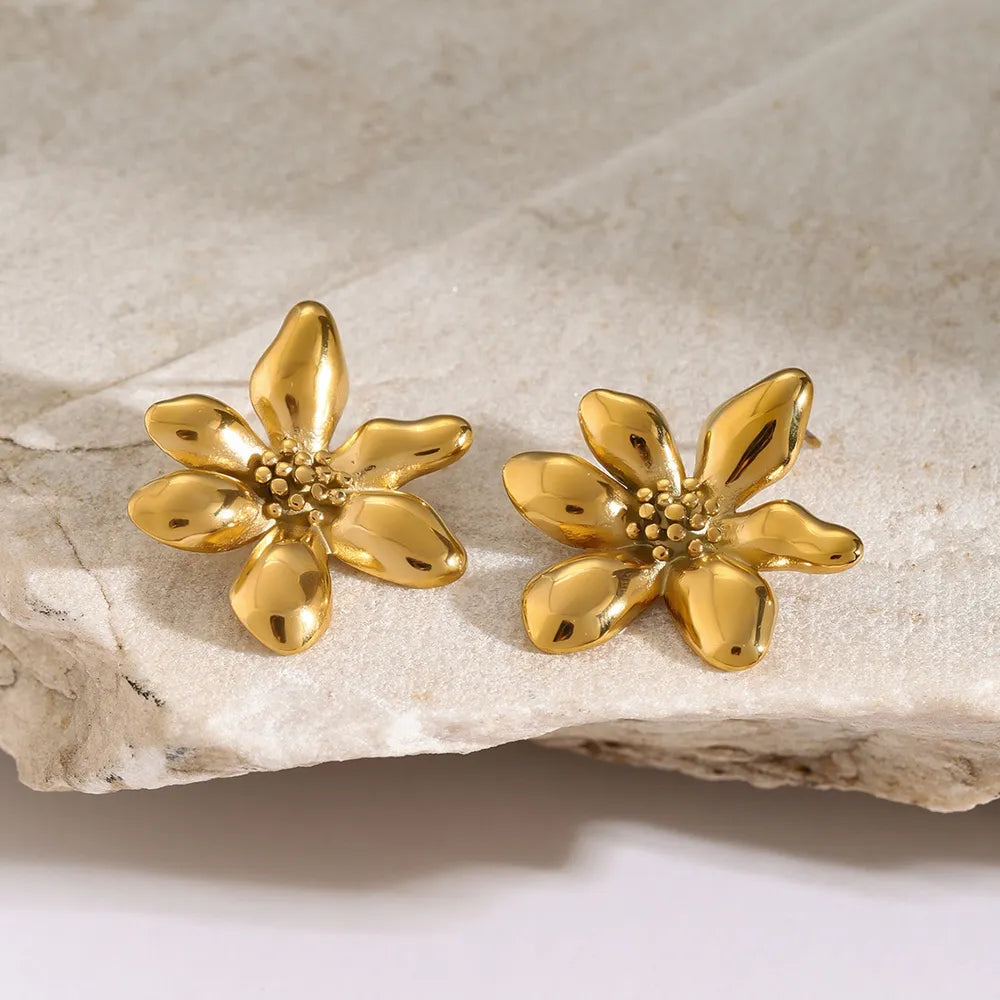 Stainless Steel Flower Earrings OutfitFlow
