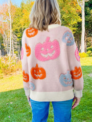 Halloween Cute Pumpkin Pattern Sweater OutfitFlow
