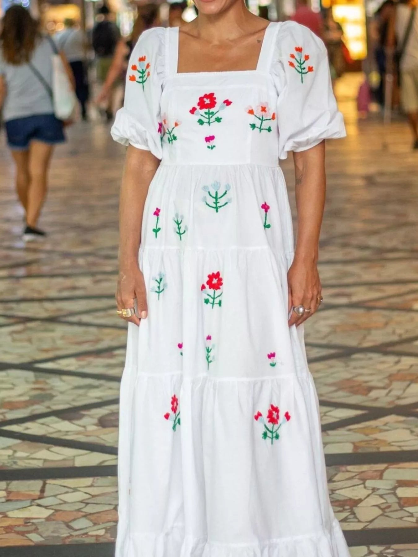 Square Neck Tiered Maxi Dress OutfitFlow