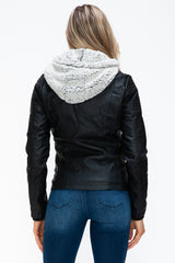 Outfit Flow - YMI Removable Faux Layered Multi-Pocket Jacket with Fuzzy Hood