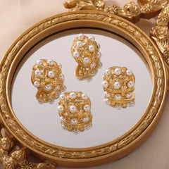 Copper Shell Pearl Stud Earrings OutfitFlow