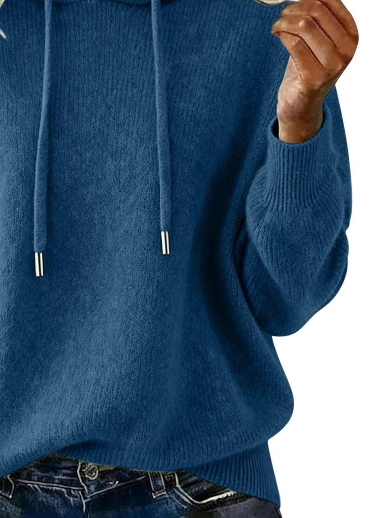 Drawstring Long Sleeve Hooded Sweater Trendsi