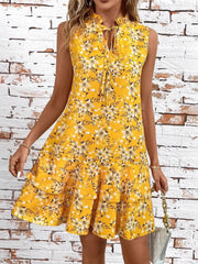 Ruffled Hem Sleeveless Mini Dress OutfitFlow