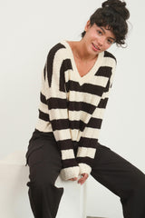 Outfit Flow - HYFVE Contrast Striped Cropped V-Neck Sweater