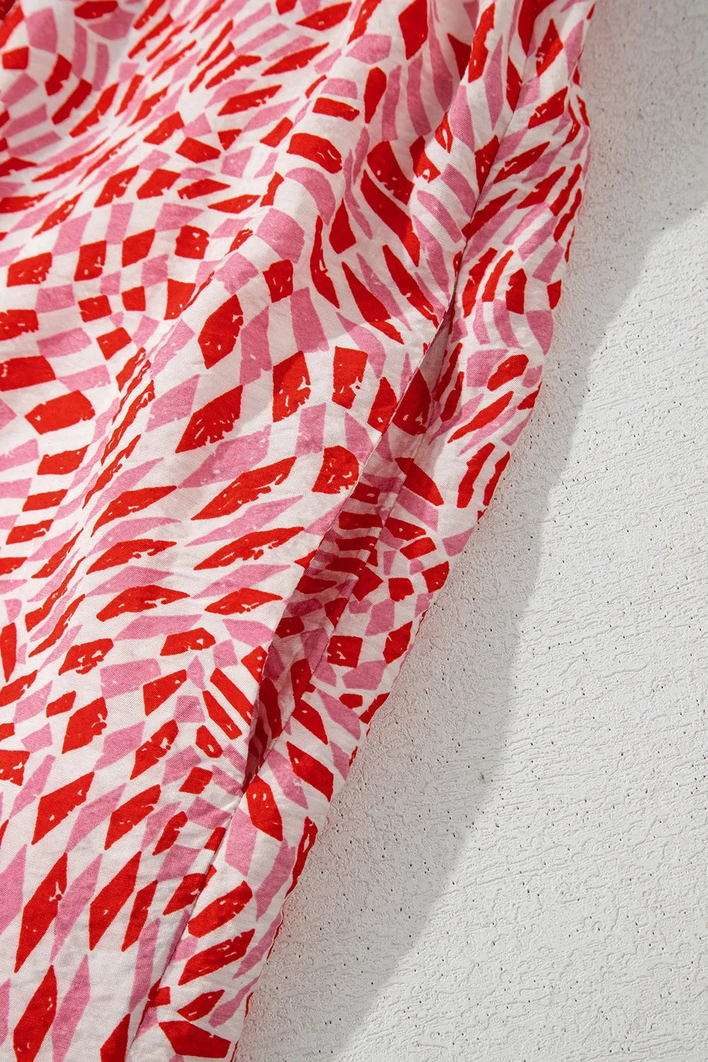 Geometric Print Knot Back Sleeveless Ruffle Hem Dress OutfitFlow