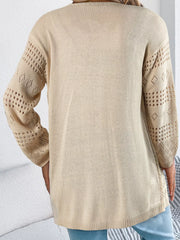 Hollowed Knit Open Front Cardigan OutfitFlow