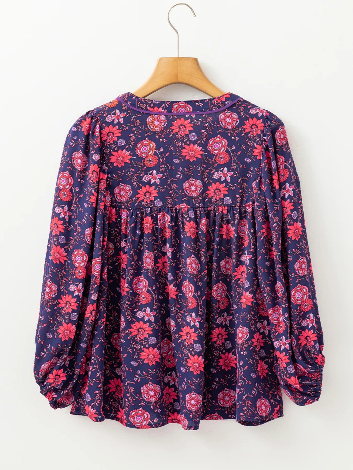 Floral Half Sleeve Split Neck Blouse Top OutfitFlow