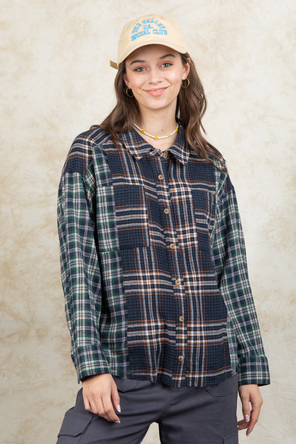 Outfit Flow - Plaid Collared Neck Button Up Long Sleeve Shirt