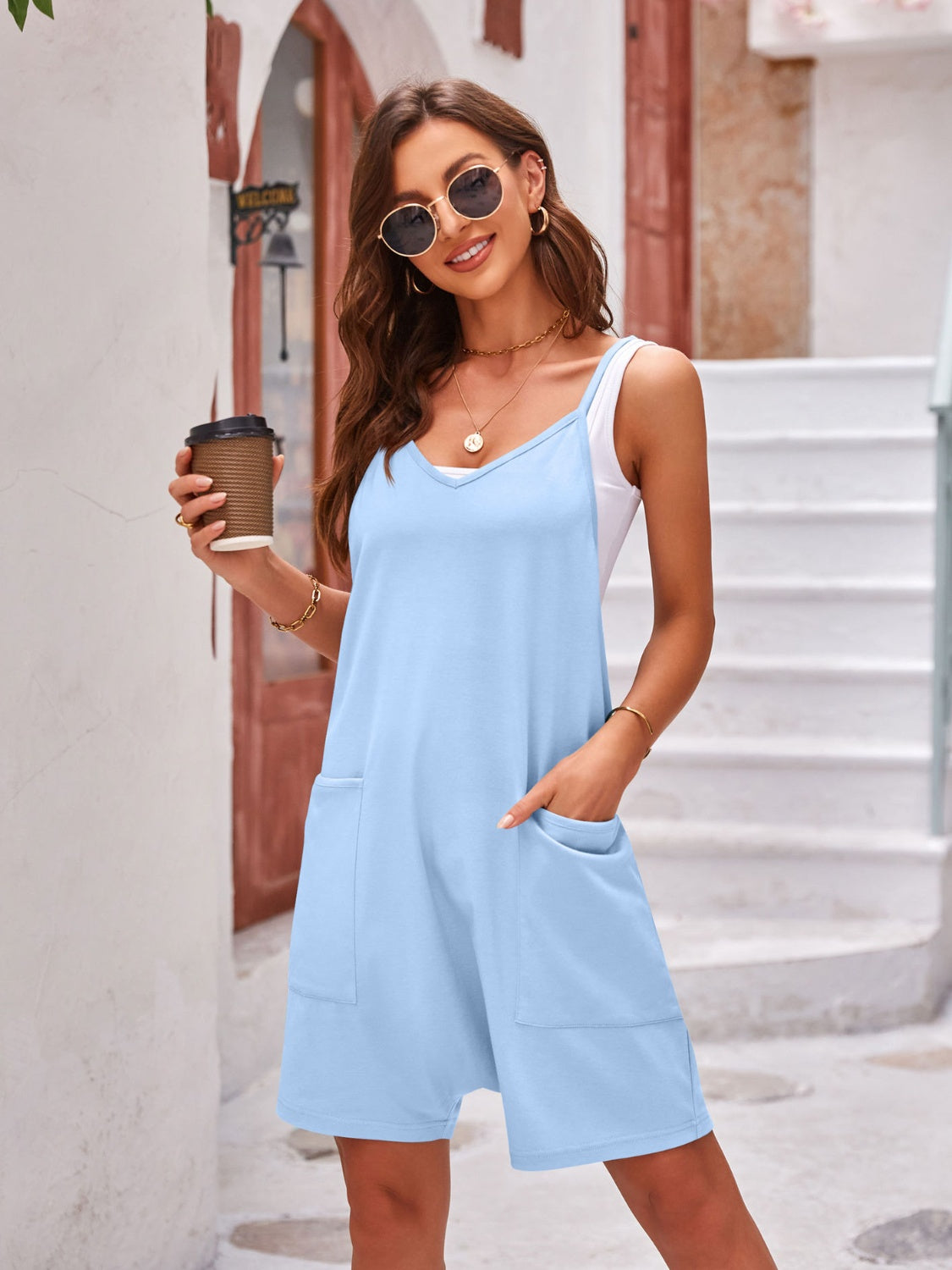 Outfit Flow - Lovelet Spaghetti Strap Romper with Pockets