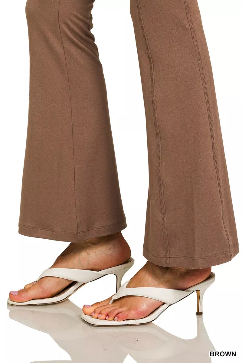 Zenana Brushed Dty Microfiber Flare Pants OutfitFlow