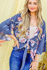 And The Why Front Tie Knot Floral Print Top OutfitFlow