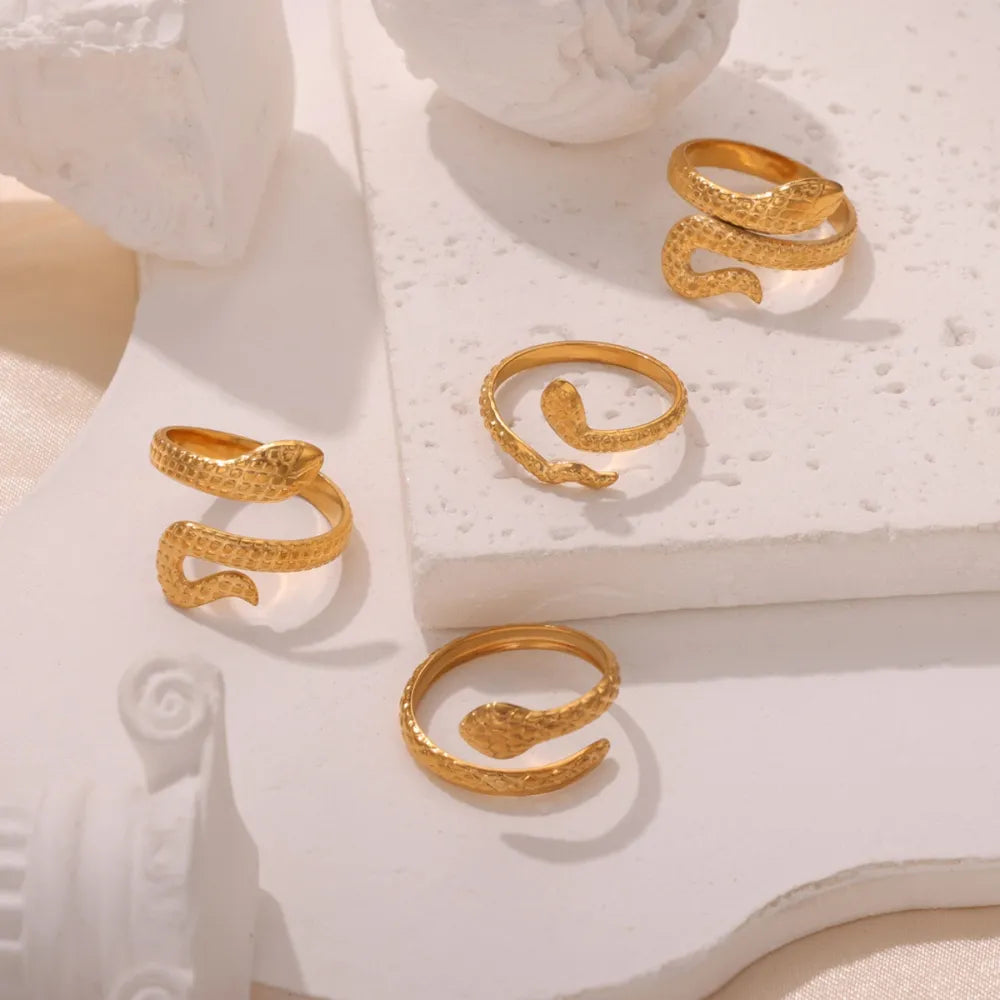 Titanium Steel Snake Shape Bypass Ring OutfitFlow