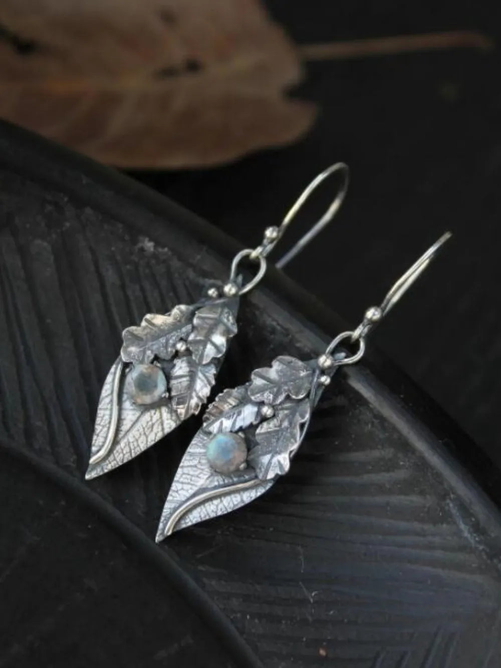 Alloy Rhinestone Leaf Shape Earrings Multi One Size OutfitFlow