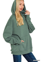 Zenana Oversized Scuba Hoodie with Kangaroo Pocket OutfitFlow