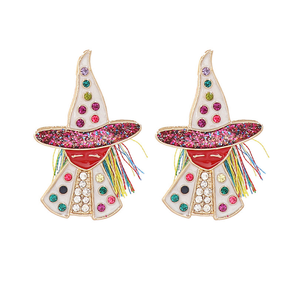 Witch Rhinestone Alloy Earrings Multicolor One Size OutfitFlow