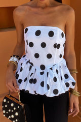 Smocked Back Bubble Hem Tube Top OutfitFlow