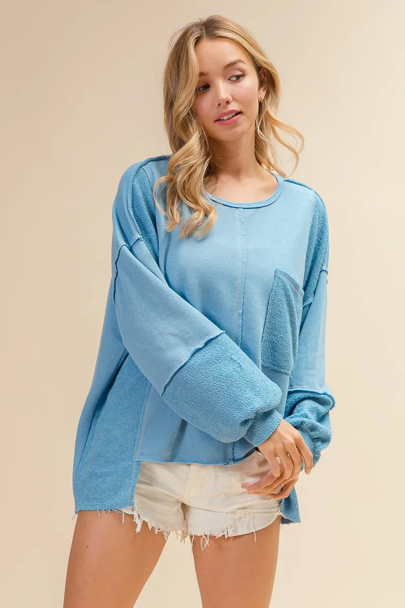BiBi Oversized Pocket Front Sweatshirt OutfitFlow