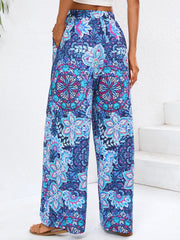 Geometric Wide Leg Pants with Pockets