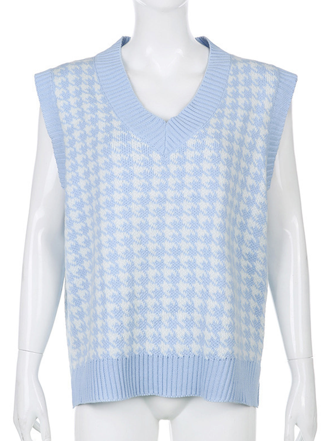 Houndstooth V-Neck Sweater Vest