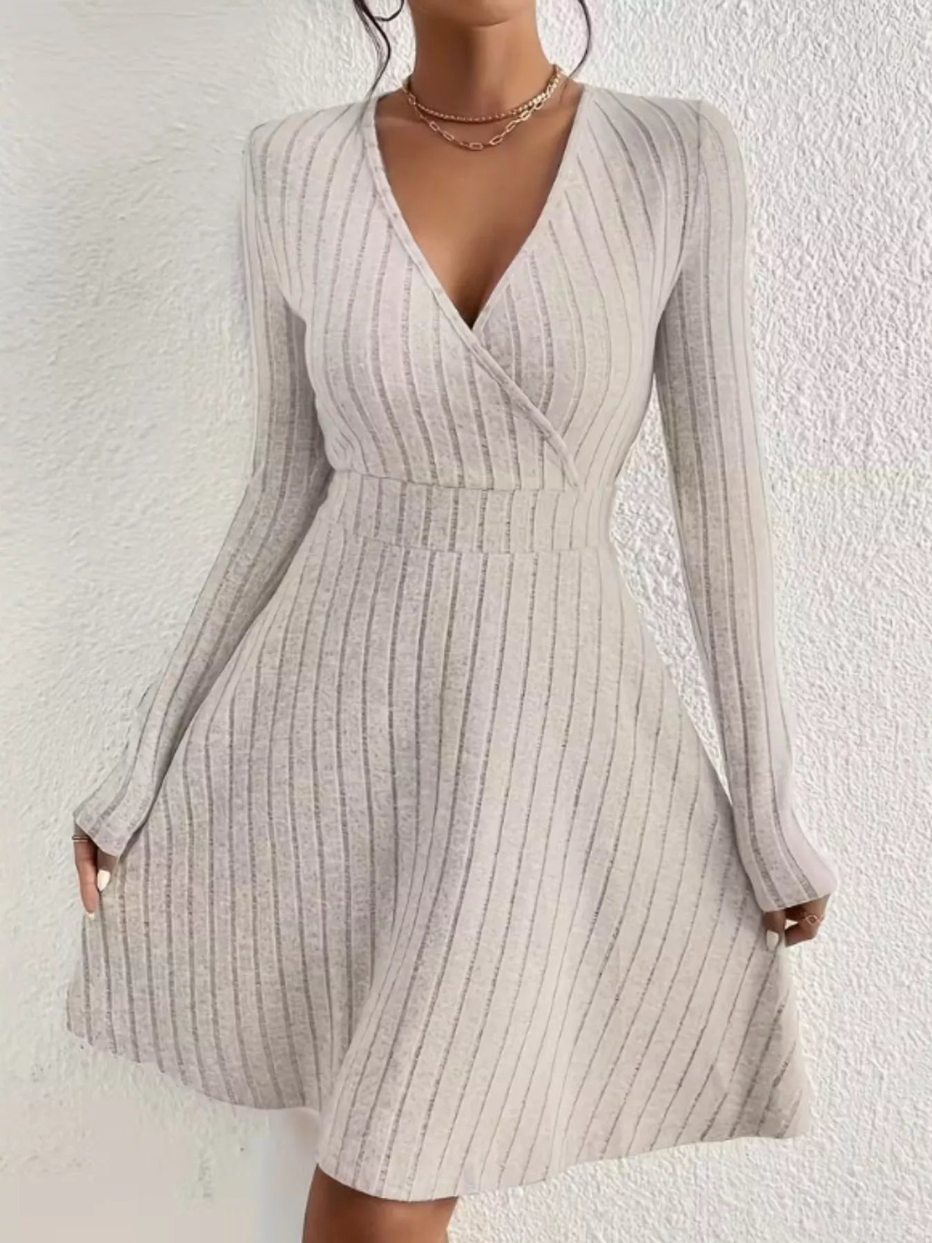 Ribbed Knit Wrap Mini Dress OutfitFlow
