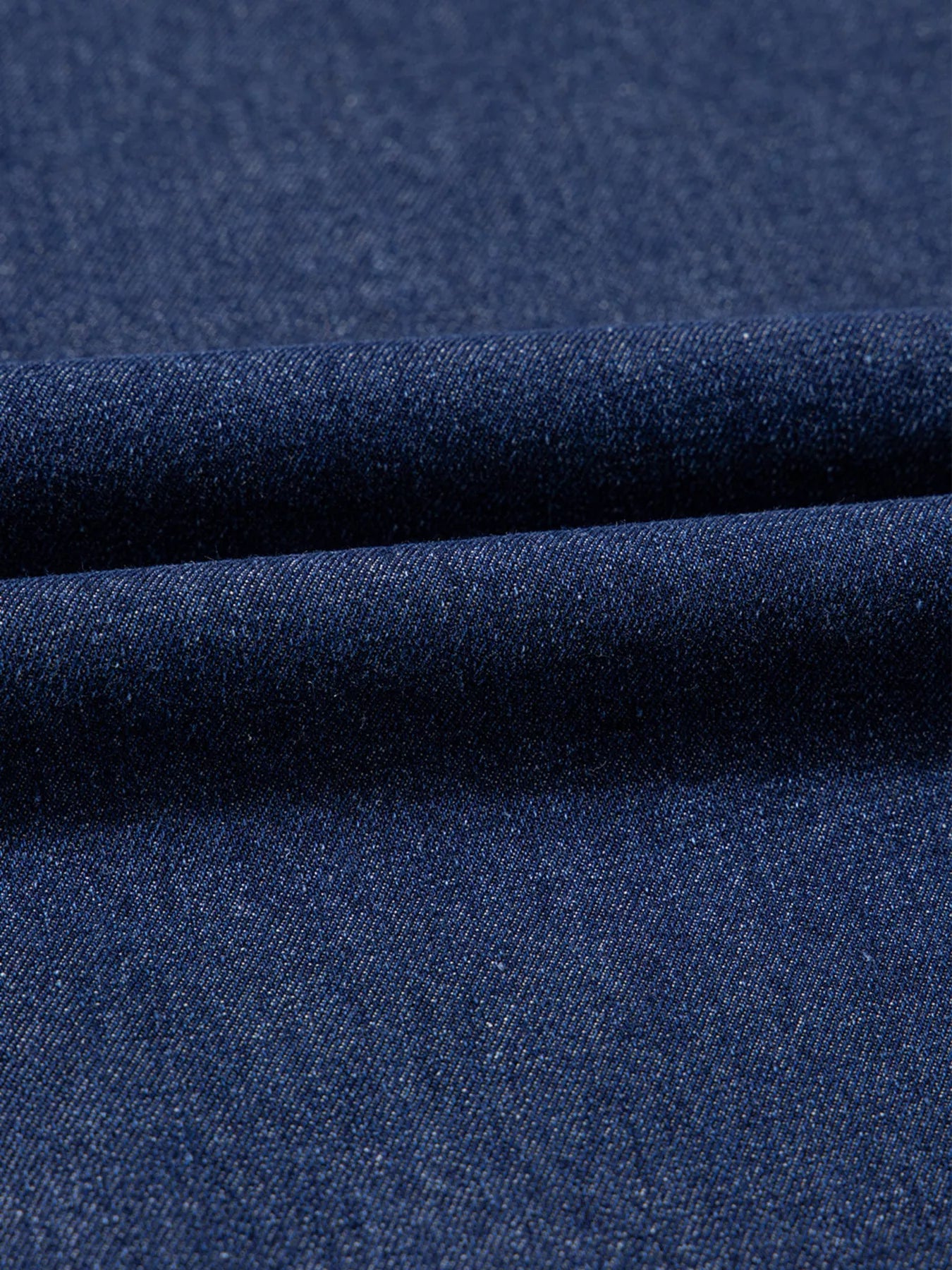 V Neck Collared Single Chest Pocket Long Sleeve Denim Dress OutfitFlow