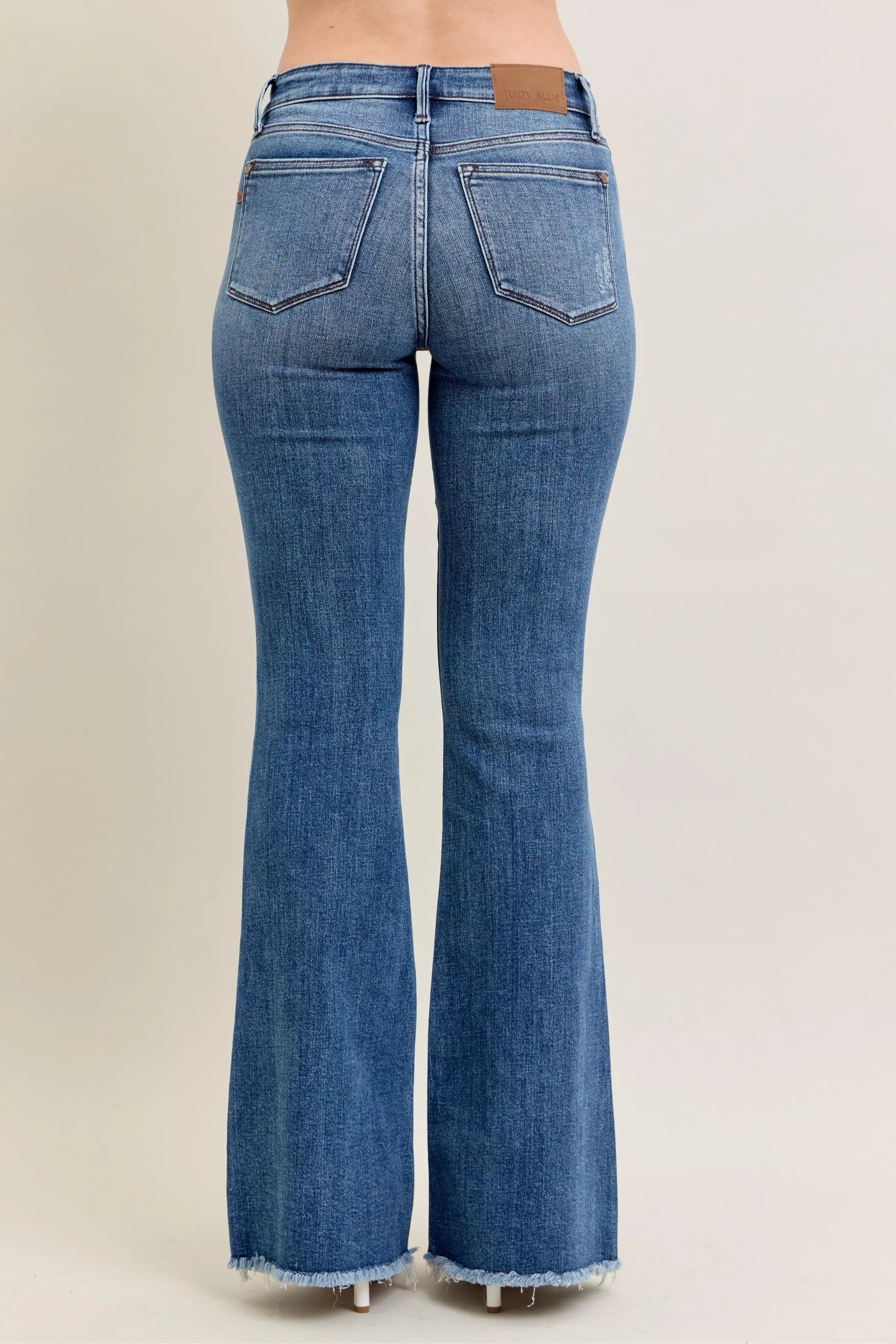 Judy Blue Full Size Mr Vintage Wash Flare Jeans W/ Destroy and Fray Hem Plus Size OutfitFlow