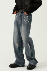 Washed Distressed Wide-Leg Jeans OutfitFlow