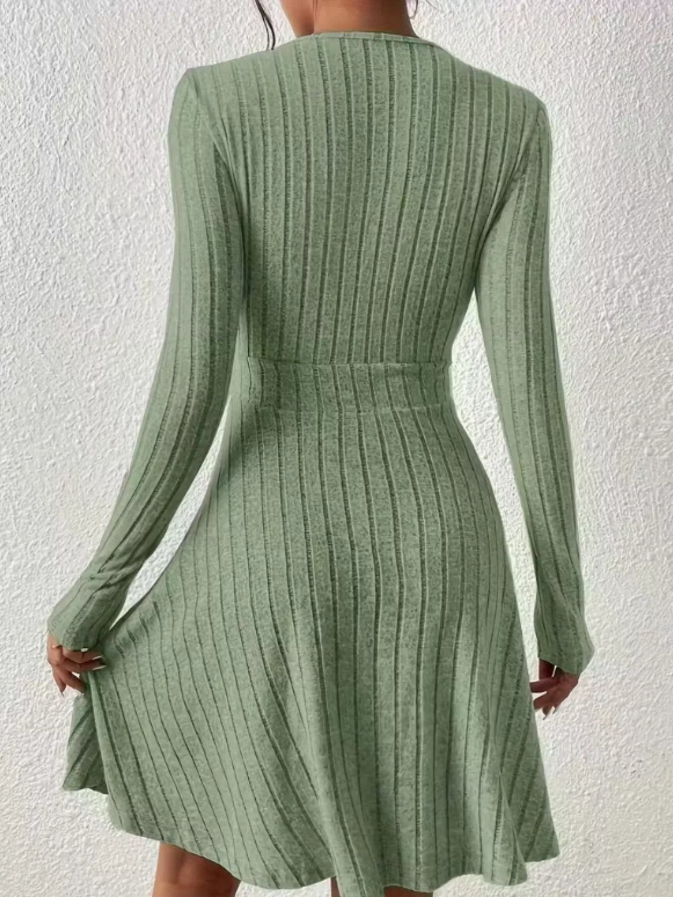 Ribbed Knit Wrap Mini Dress OutfitFlow