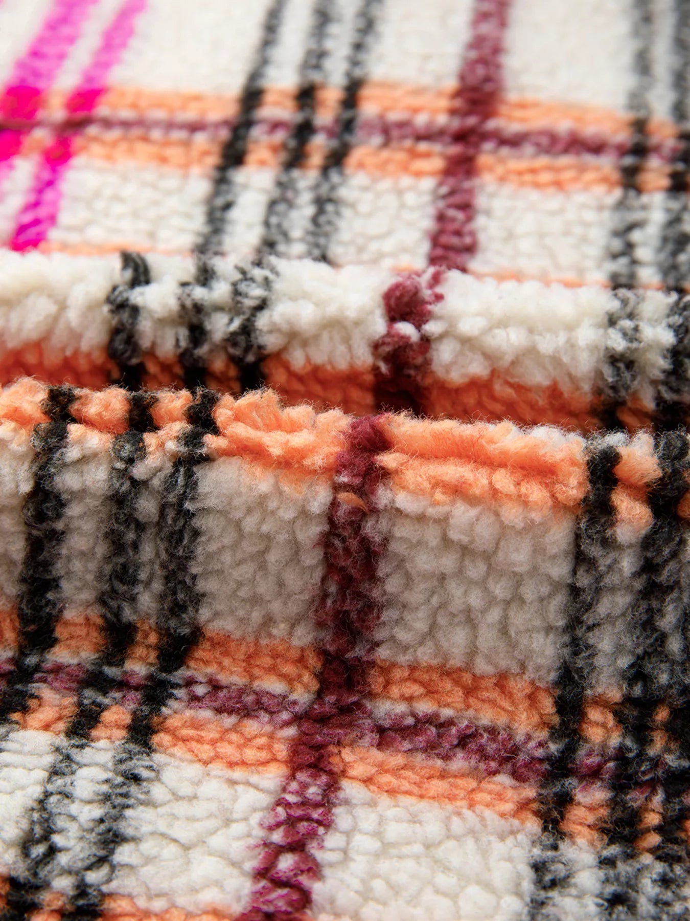 Sherpa Plaid Snap Down Vest Coat Trendsi