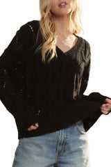 ADORA Loose Fit V Neck Knit Top OutfitFlow