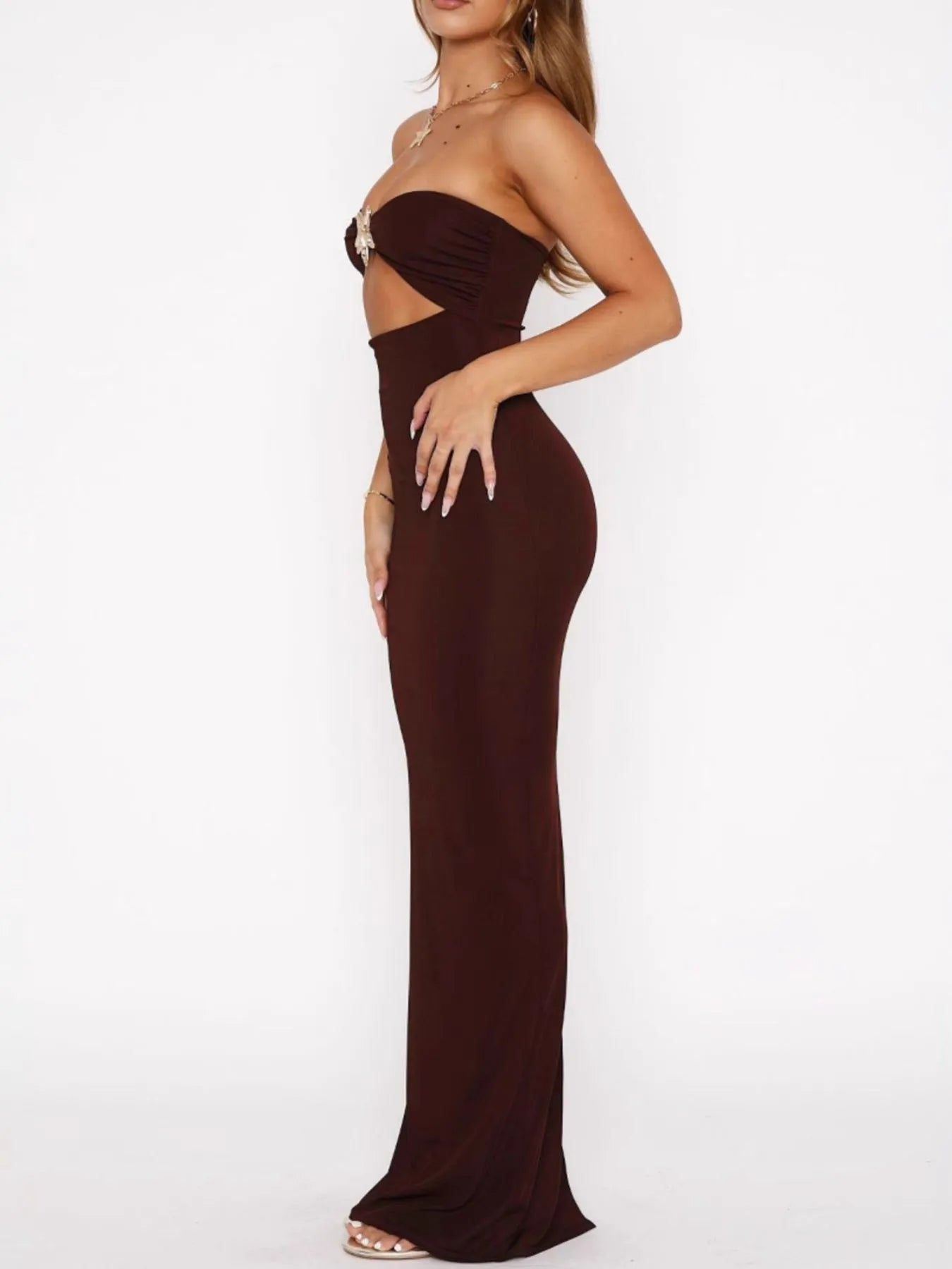 Cutout Sweetheart Neck Tube Maxi Dress OutfitFlow