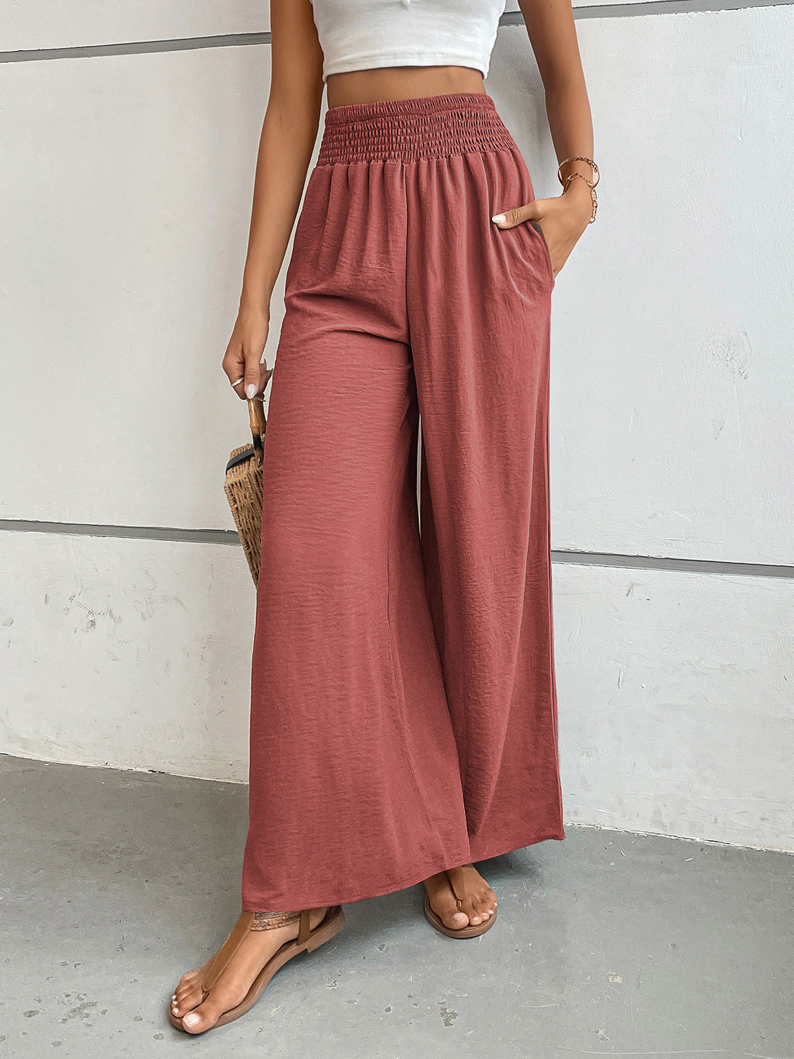 Perfee Wide Leg Pants with Pockets