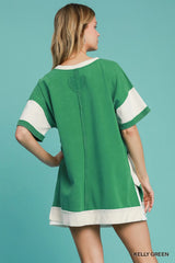 Umgee Mineral Wash ColorBlock Tunic Dress Trendsi