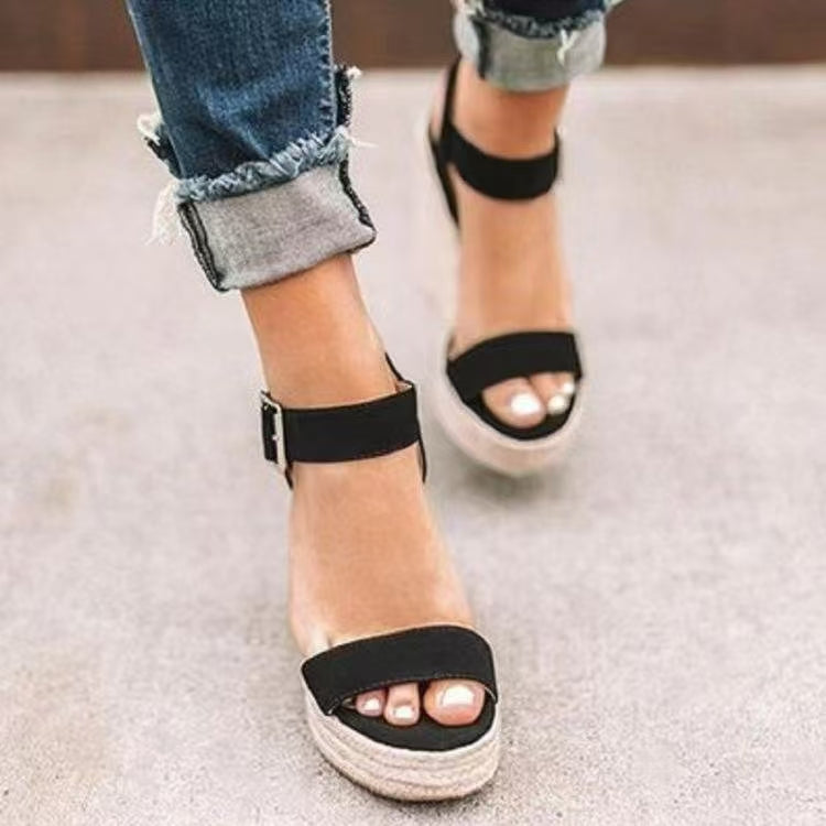 Outfit Flow - Open Toe High Heel Wedge Sandals