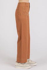 Mittoshop Twill Patch Pocket High Rise Wide Leg Pants OutfitFlow