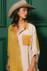 BiBi Washed Raw Hem Shirt OutfitFlow