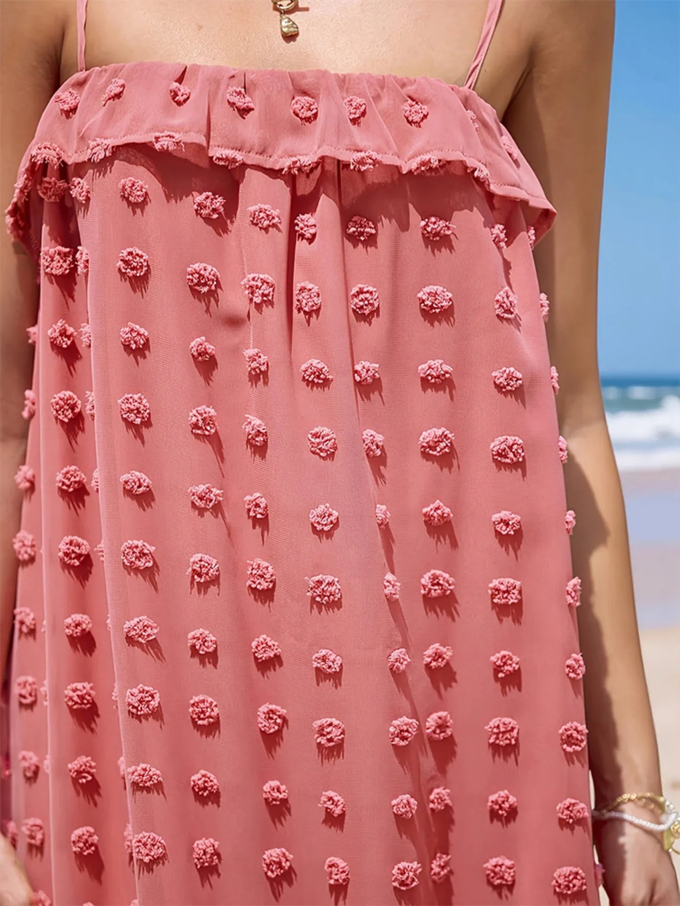 Ruffled Swiss Dot Cami Dress OutfitFlow