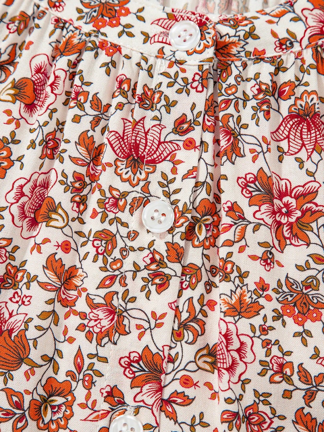 Floral Long Sleeve Button Down Blouse OutfitFlow