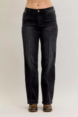 Judy Blue Mid Rise Straight Western Seam Detail Jeans BK Trendsi