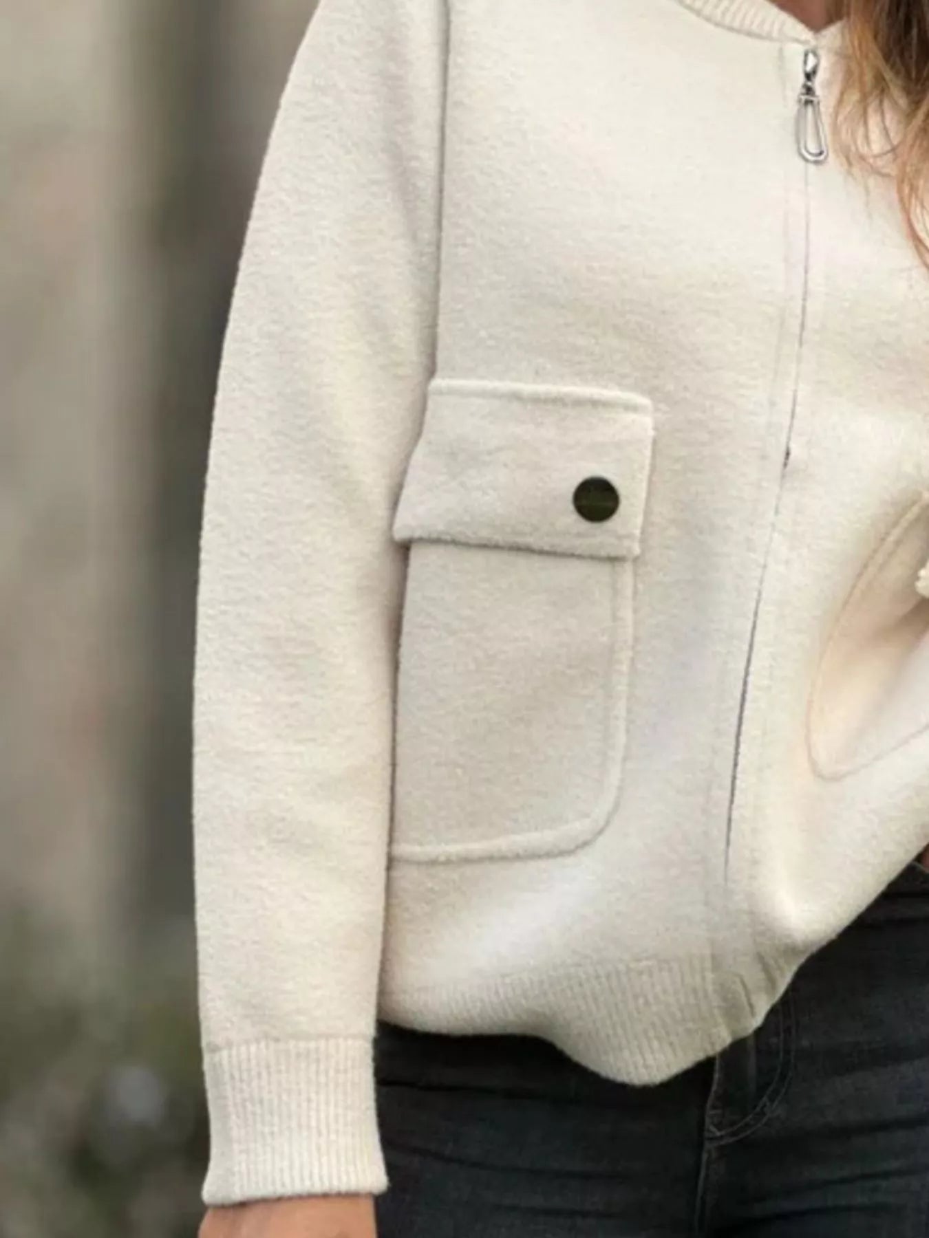 Full Size Zip-Up Long Sleeve Outerwear Plus Size Trendsi