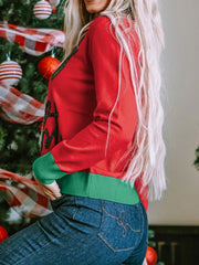 Merry & Bright Christmas Round Neck Sweater OutfitFlow
