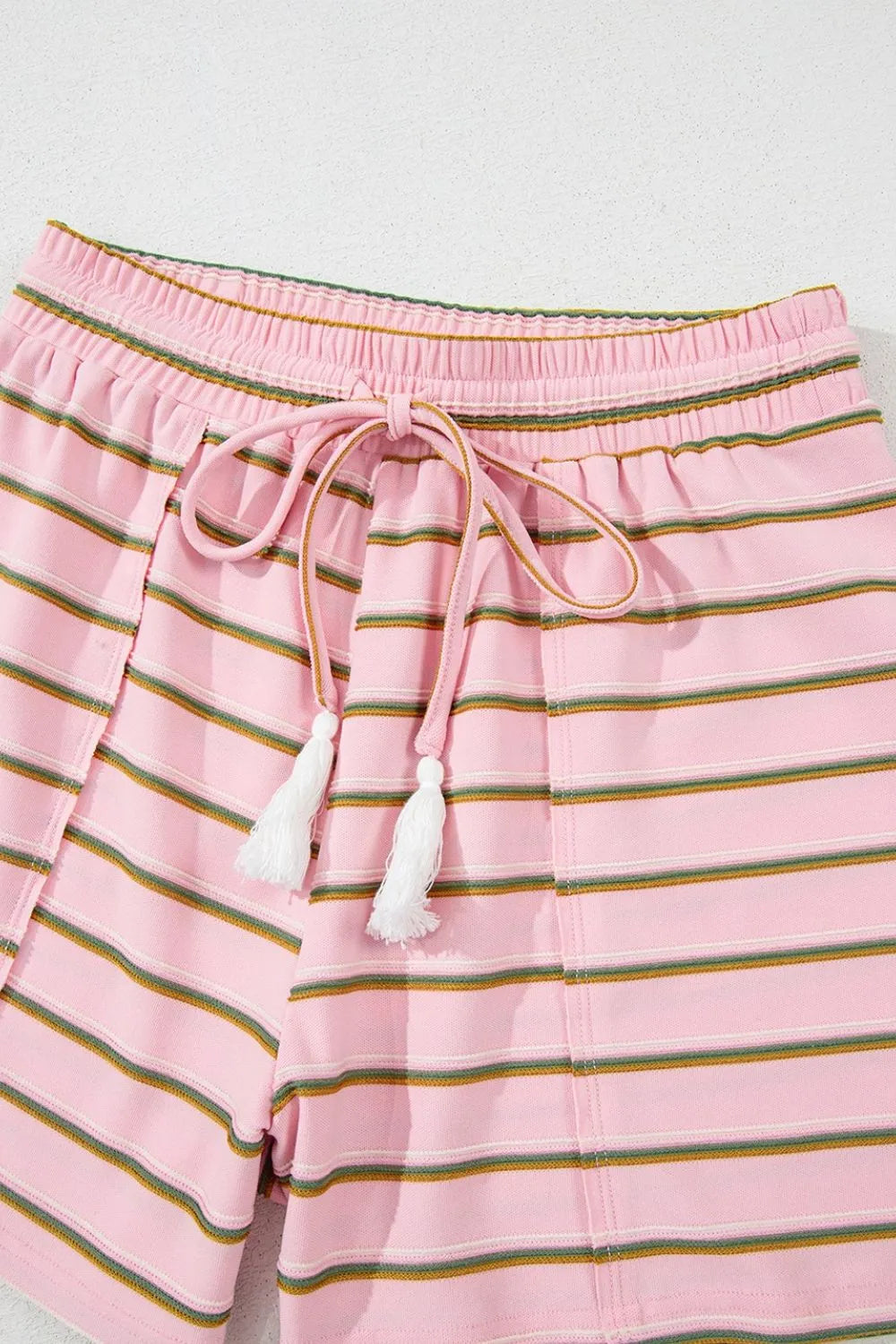 Stripe Wide Short Sleeve Tee and Short Set OutfitFlow