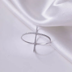 925 Sterling Silver Moissanite Crisscross Ring OutfitFlow